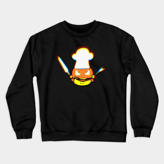 Jack O Lantern Chef Kawaii Hotdog Halloween Trick Or Treat Graphic Illustration Novelty Crewneck Sweatshirt by MaystarUniverse